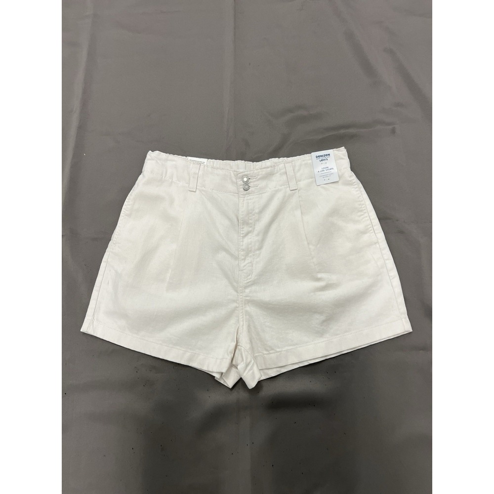 Levis Denizen Women's 12 W31 White High Rise Shorts Loose A Line W/Pleats NWT